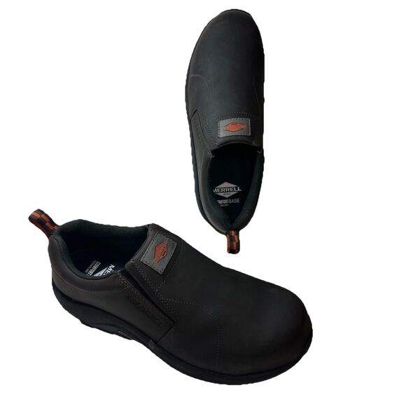 Merrell Jungle Moc Leather Comp Toe Work Shoe Men Size 10W 62044 Anti-Slip Brown - Picture 2 of 15